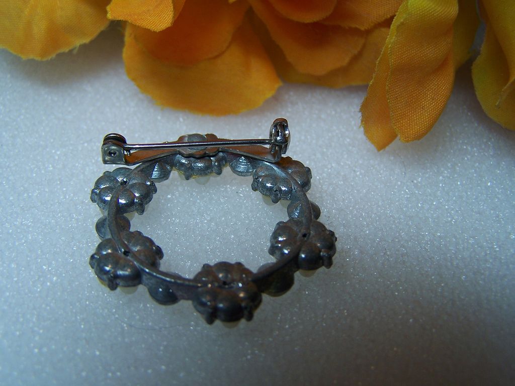 Vintage Celluloid Brooch With Rhinestones Vintage Celluloid Brooch With Rhinestones