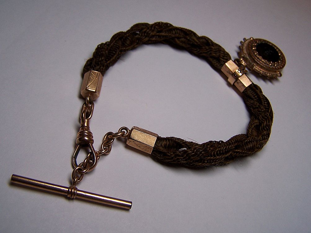 Antique Victorian Woven Hair Cameo Watch Chain Fob 1/10 Rose Gold Antique Victorian Woven Hair Cameo Watch Chain Fob 1/10 Rose Gold