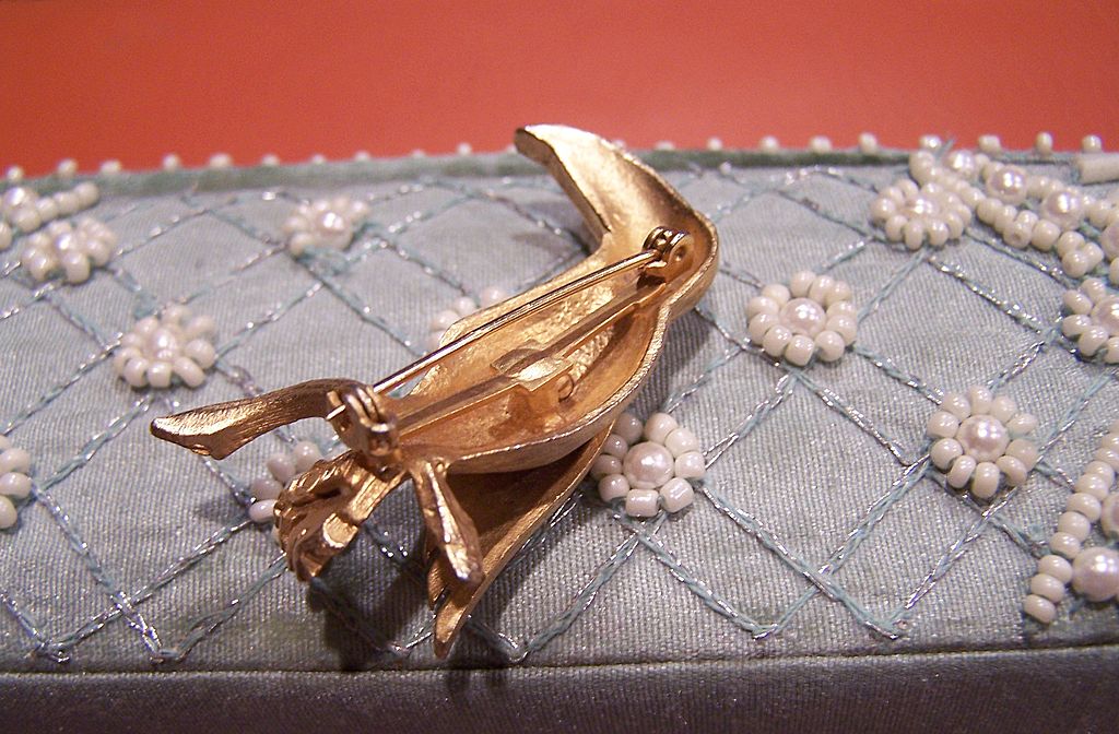 Vintage Rhinestone Bird Figural Pin Signed Pell Vintage Rhinestone Bird Figural Pin Signed Pell