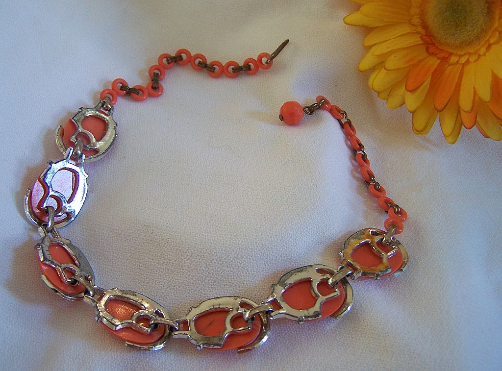 Vintage Thermoset Lucite Choker Necklace Lucite Chain Vintage Thermoset Lucite Choker Necklace Lucite Chain