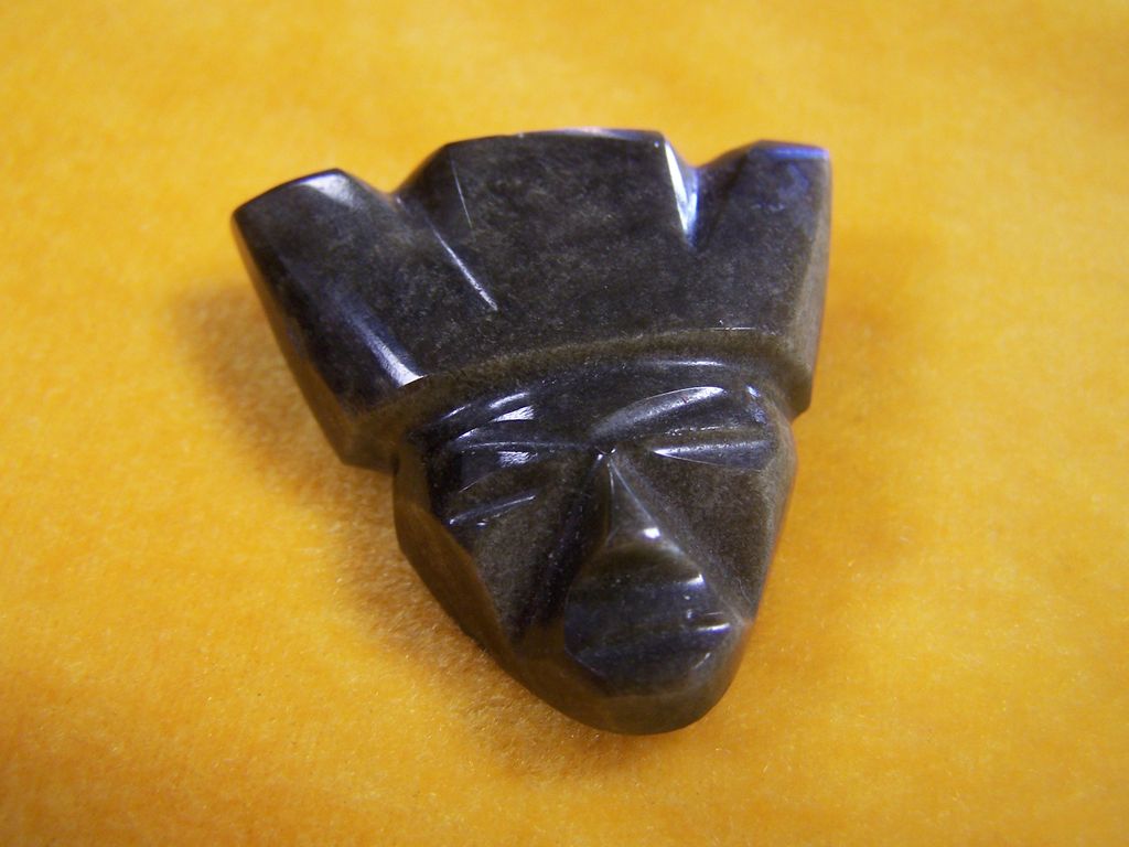Carved Stone Face Head Brooch Pin Carved Stone Face Head Brooch Pin