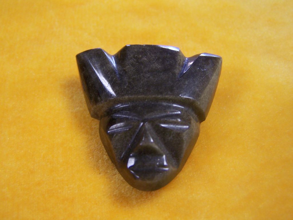 Carved Stone Face Head Brooch Pin Carved Stone Face Head Brooch Pin