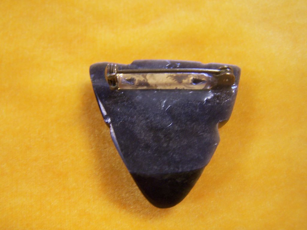 Carved Stone Face Head Brooch Pin Carved Stone Face Head Brooch Pin