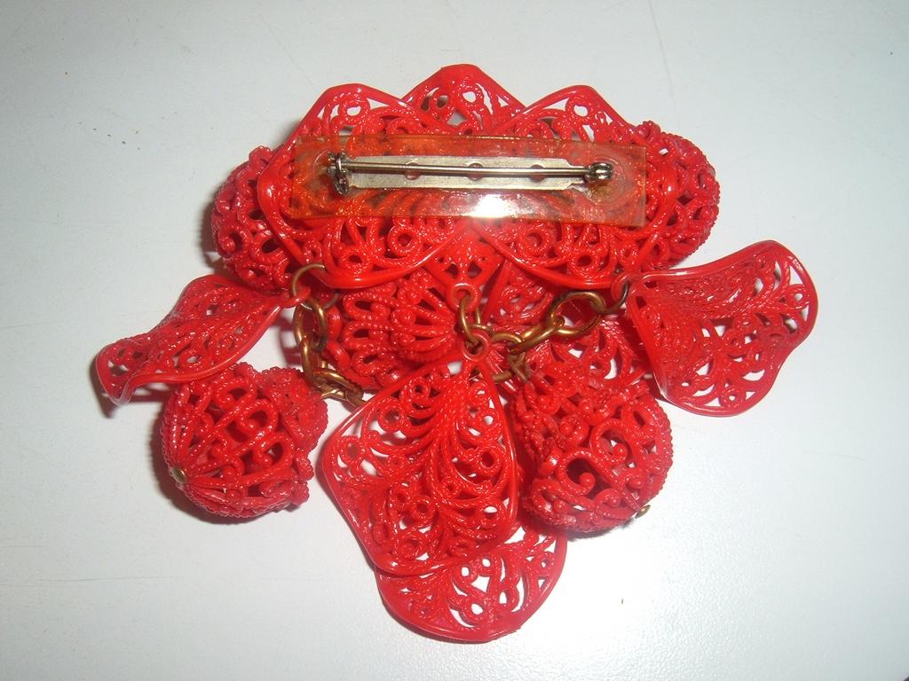 Red Celluloid Fruit Berries Vintage Brooch Red Celluloid Fruit Berries Vintage Brooch