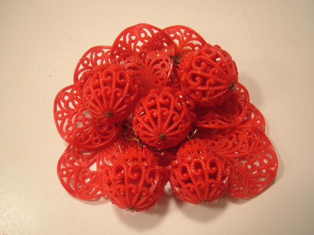 Red Celluloid Fruit Berries Vintage Brooch Red Celluloid Fruit Berries Vintage Brooch