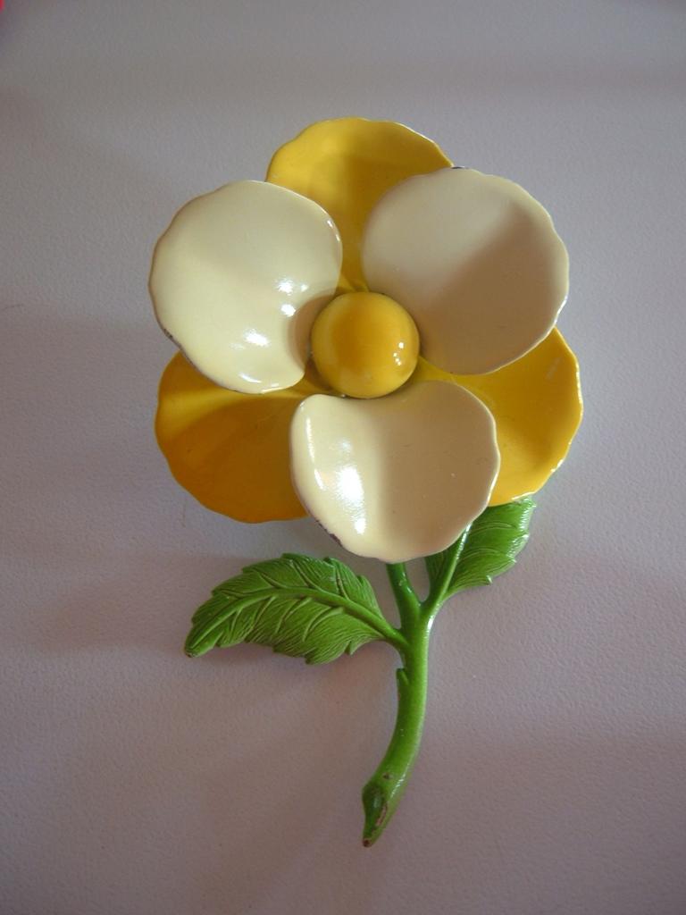 Yellow Enameled Flower Pin Yellow Enameled Flower Pin