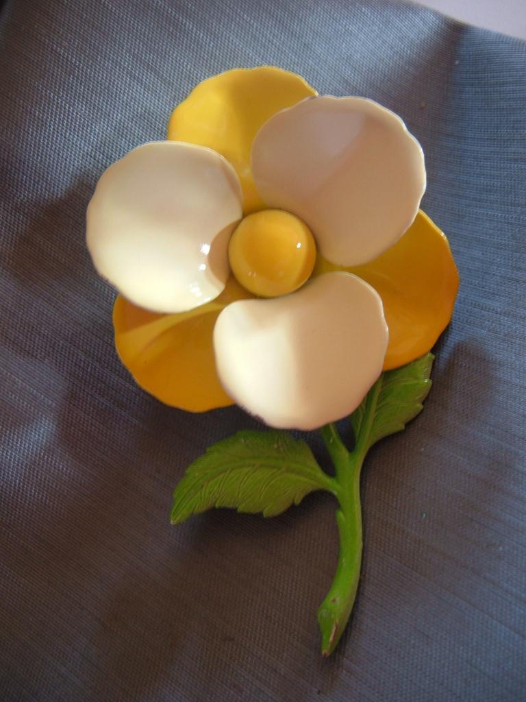 Yellow Enameled Flower Pin Yellow Enameled Flower Pin