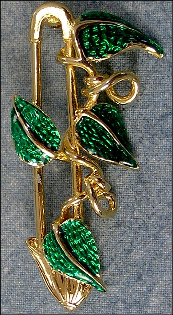 Signed Berebi Gold-tone & Enamel Vine Brooch Signed Berebi Gold-tone & Enamel Vine Brooch