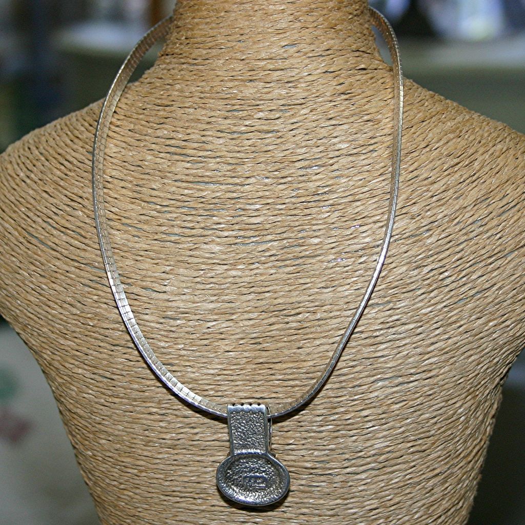 Vintage Sterling Silver Omega Chain, Denim Lapis Lazuli Pendant Vintage Sterling Silver Omega Chain, Denim Lapis Lazuli Pendant