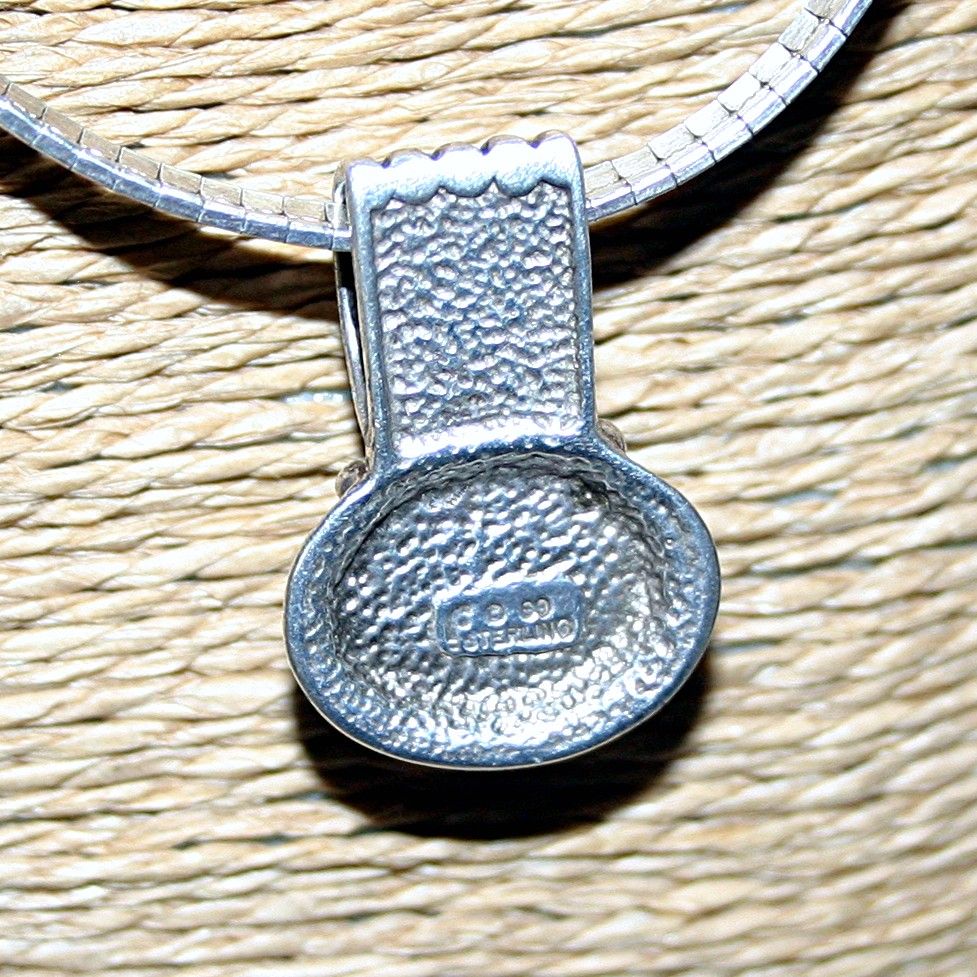 Vintage Sterling Silver Omega Chain, Denim Lapis Lazuli Pendant Vintage Sterling Silver Omega Chain, Denim Lapis Lazuli Pendant
