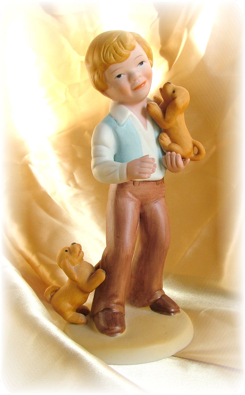 Vintage figurine Boy with dogs Vintage figurine Boy with dogs