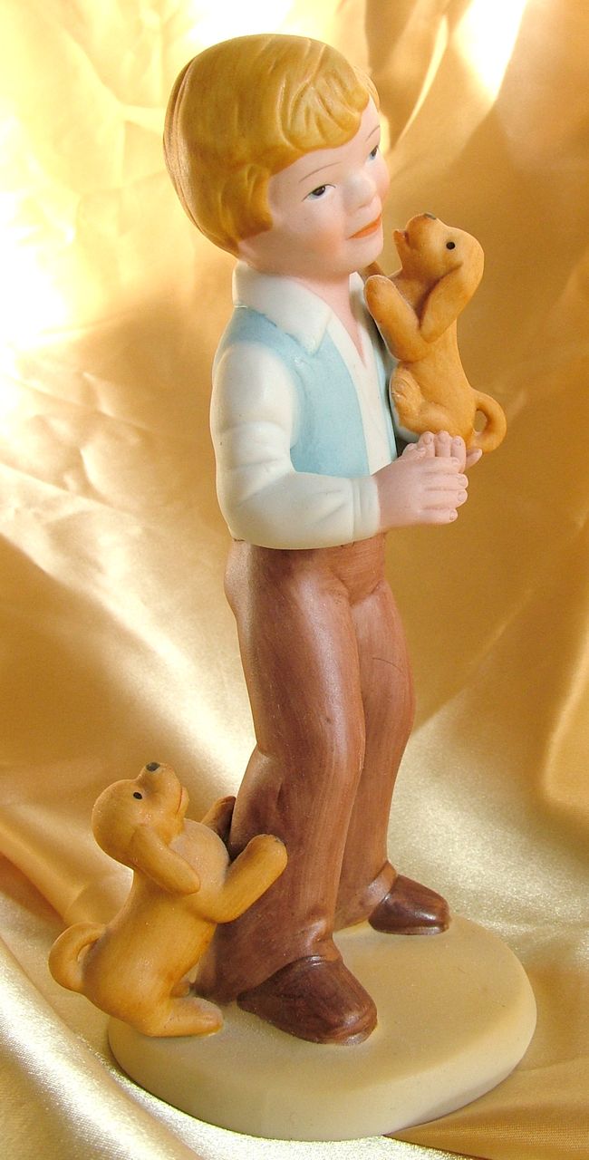Vintage figurine Boy with dogs Vintage figurine Boy with dogs