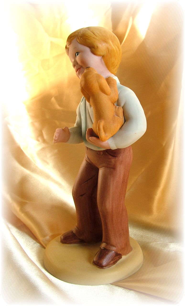 Vintage figurine Boy with dogs Vintage figurine Boy with dogs