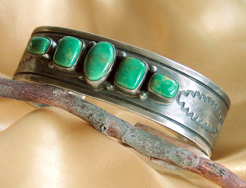 Native American Sterling and Turquoise Cuff Bracelet Native American Sterling and Turquoise Cuff Bracelet