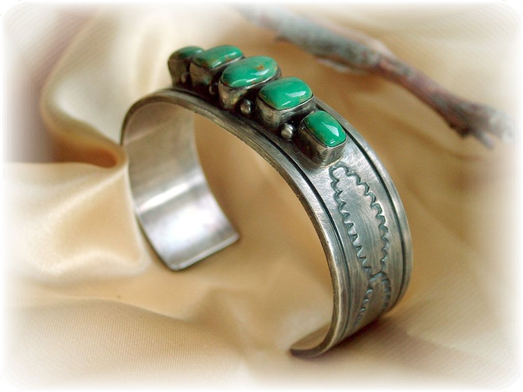 Native American Sterling and Turquoise Cuff Bracelet Native American Sterling and Turquoise Cuff Bracelet