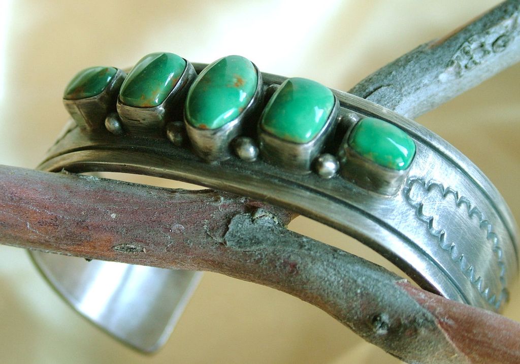 Native American Sterling and Turquoise Cuff Bracelet Native American Sterling and Turquoise Cuff Bracelet