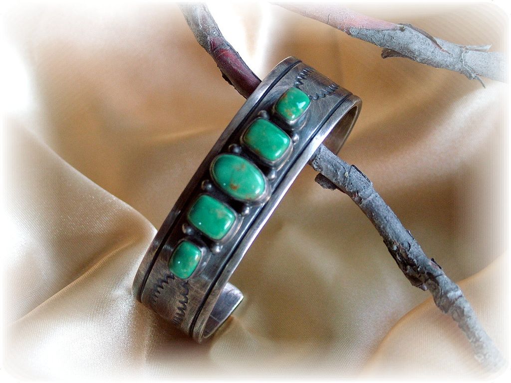 Native American Sterling and Turquoise Cuff Bracelet Native American Sterling and Turquoise Cuff Bracelet
