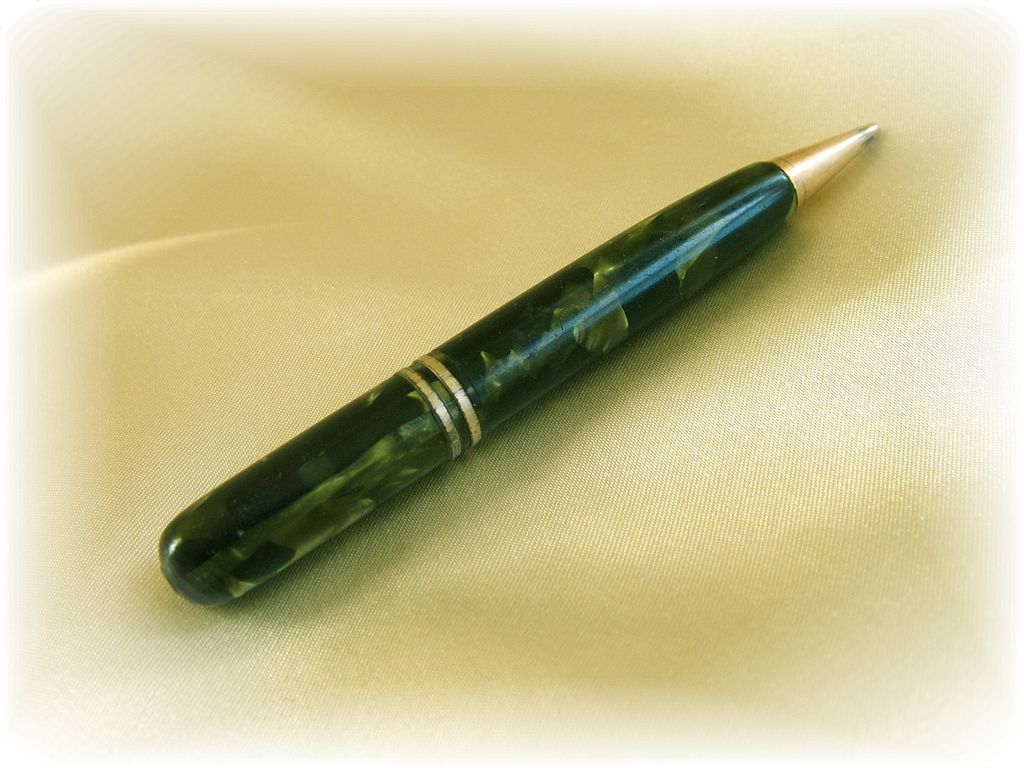 Vintage mechanical pencil with green and black marbling Vintage mechanical pencil with green and black marbling