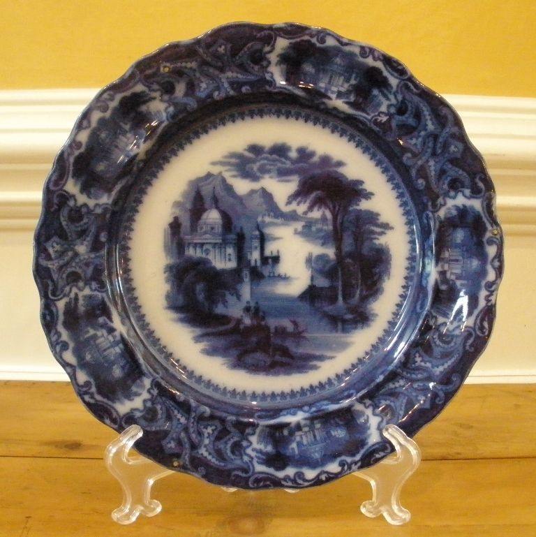 Antique Ironstone Flow Blue Plate, Sam Alcock & Co English C.1840.-FREE SHIPPING- Antique Ironstone Flow Blue Plate, Sam Alcock & Co English C.1840.-FREE SHIPPING-