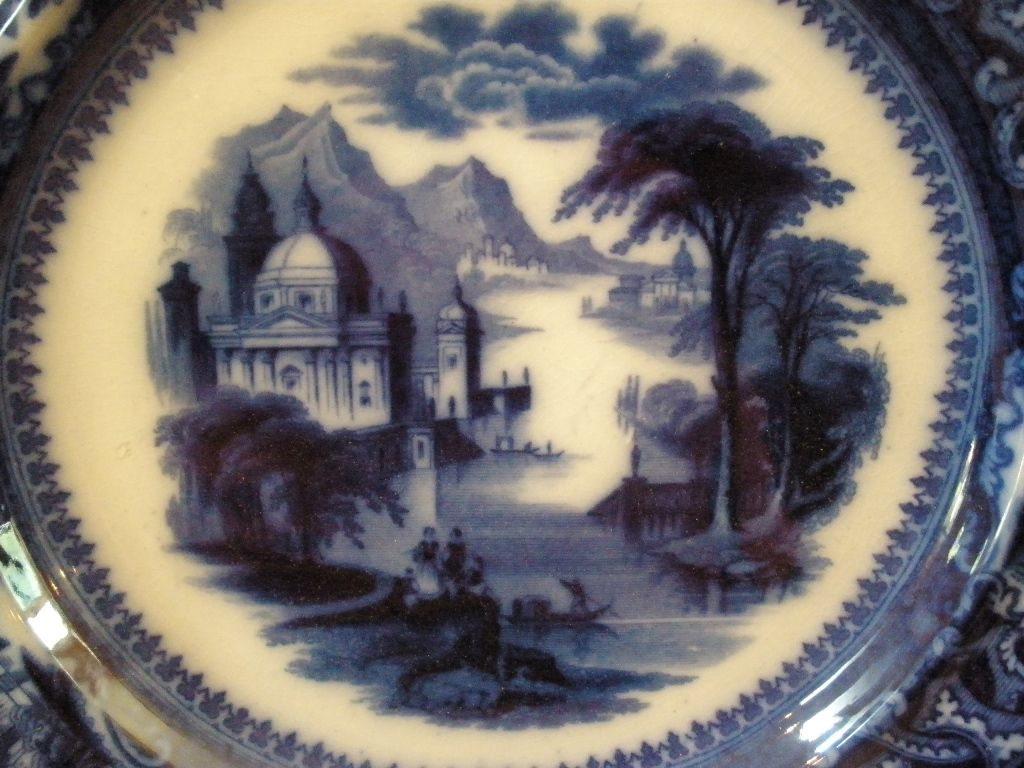Antique Ironstone Flow Blue Plate, Sam Alcock & Co English C.1840.-FREE SHIPPING- Antique Ironstone Flow Blue Plate, Sam Alcock & Co English C.1840.-FREE SHIPPING-