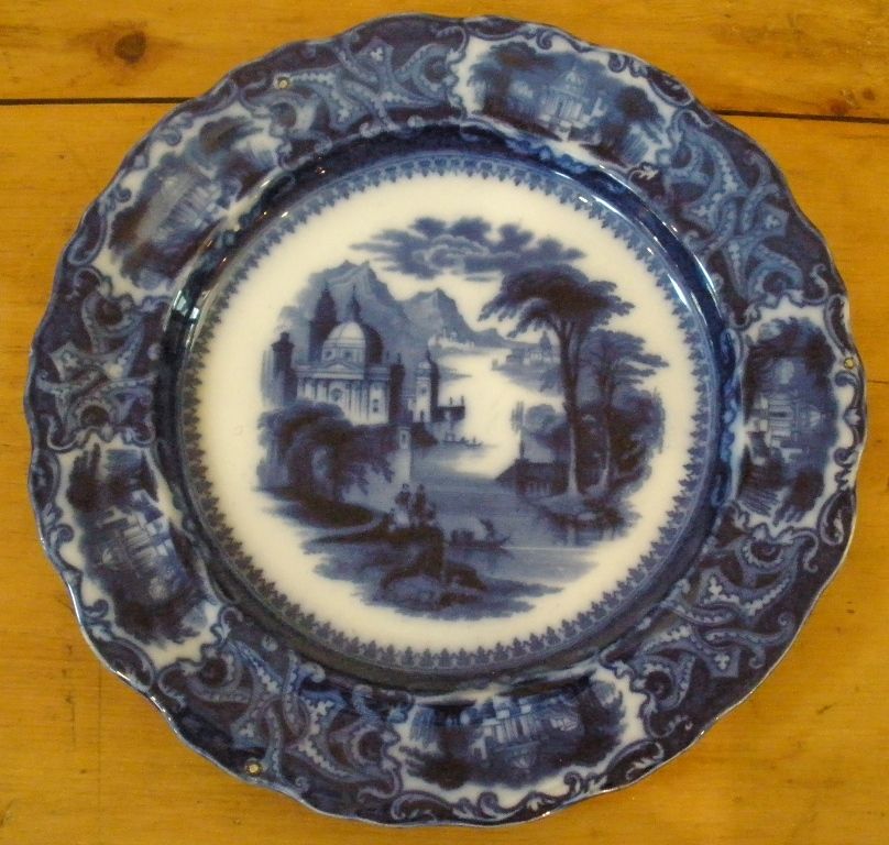 Antique Ironstone Flow Blue Plate, Sam Alcock & Co English C.1840.-FREE SHIPPING- Antique Ironstone Flow Blue Plate, Sam Alcock & Co English C.1840.-FREE SHIPPING-