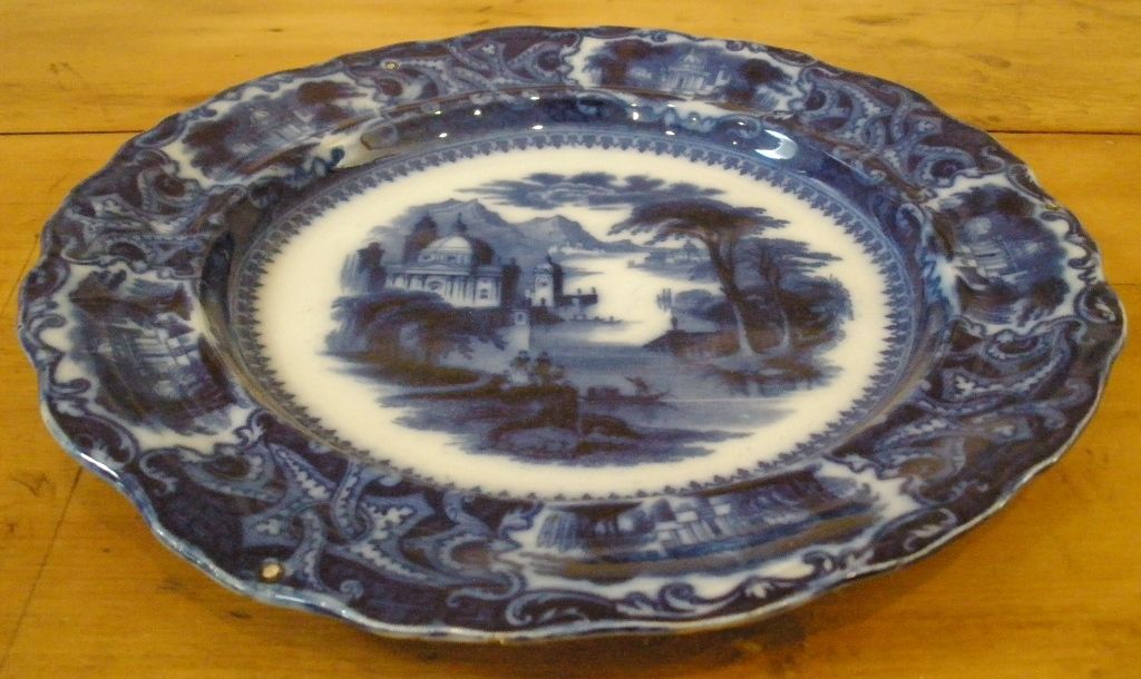 Antique Ironstone Flow Blue Plate, Sam Alcock & Co English C.1840.-FREE SHIPPING- Antique Ironstone Flow Blue Plate, Sam Alcock & Co English C.1840.-FREE SHIPPING-