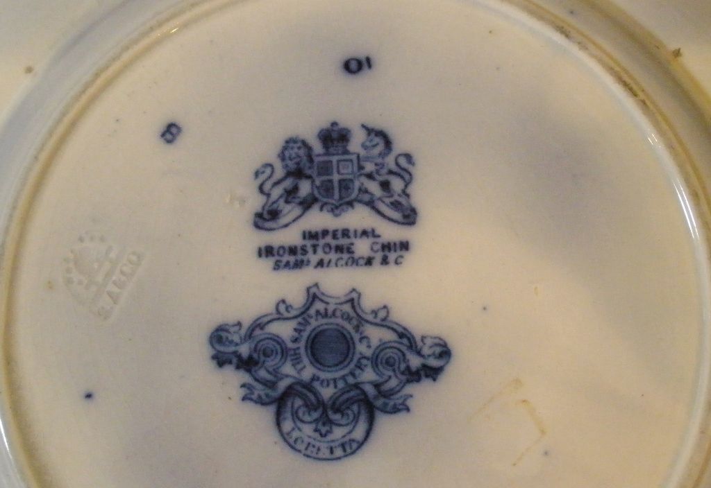 Antique Ironstone Flow Blue Plate, Sam Alcock & Co English C.1840.-FREE SHIPPING- Antique Ironstone Flow Blue Plate, Sam Alcock & Co English C.1840.-FREE SHIPPING-
