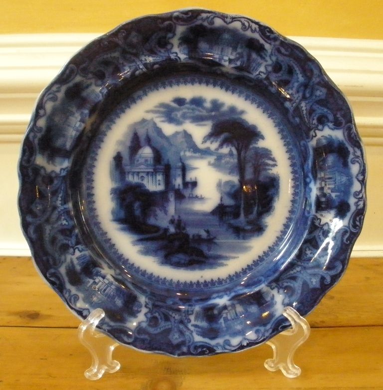 Antique Ironstone Flow Blue Plate, Sam Alcock & Co English C.1840.-FREE SHIPPING- Antique Ironstone Flow Blue Plate, Sam Alcock & Co English C.1840.-FREE SHIPPING-
