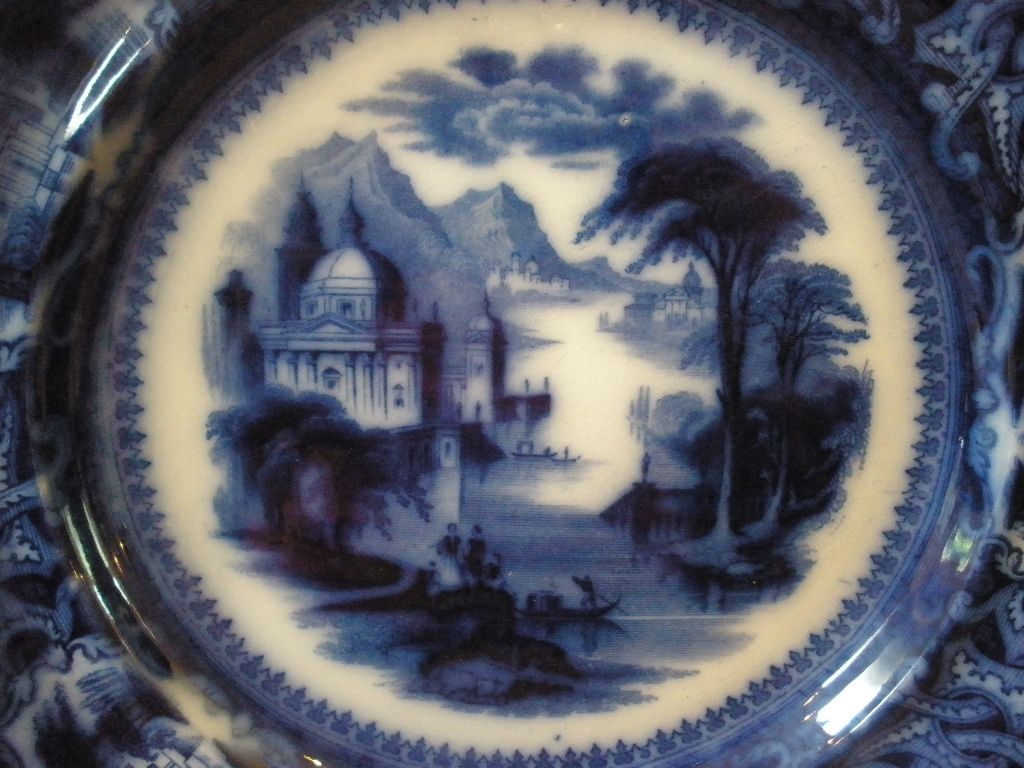 Antique Ironstone Flow Blue Plate, Sam Alcock & Co English C.1840.-FREE SHIPPING- Antique Ironstone Flow Blue Plate, Sam Alcock & Co English C.1840.-FREE SHIPPING-