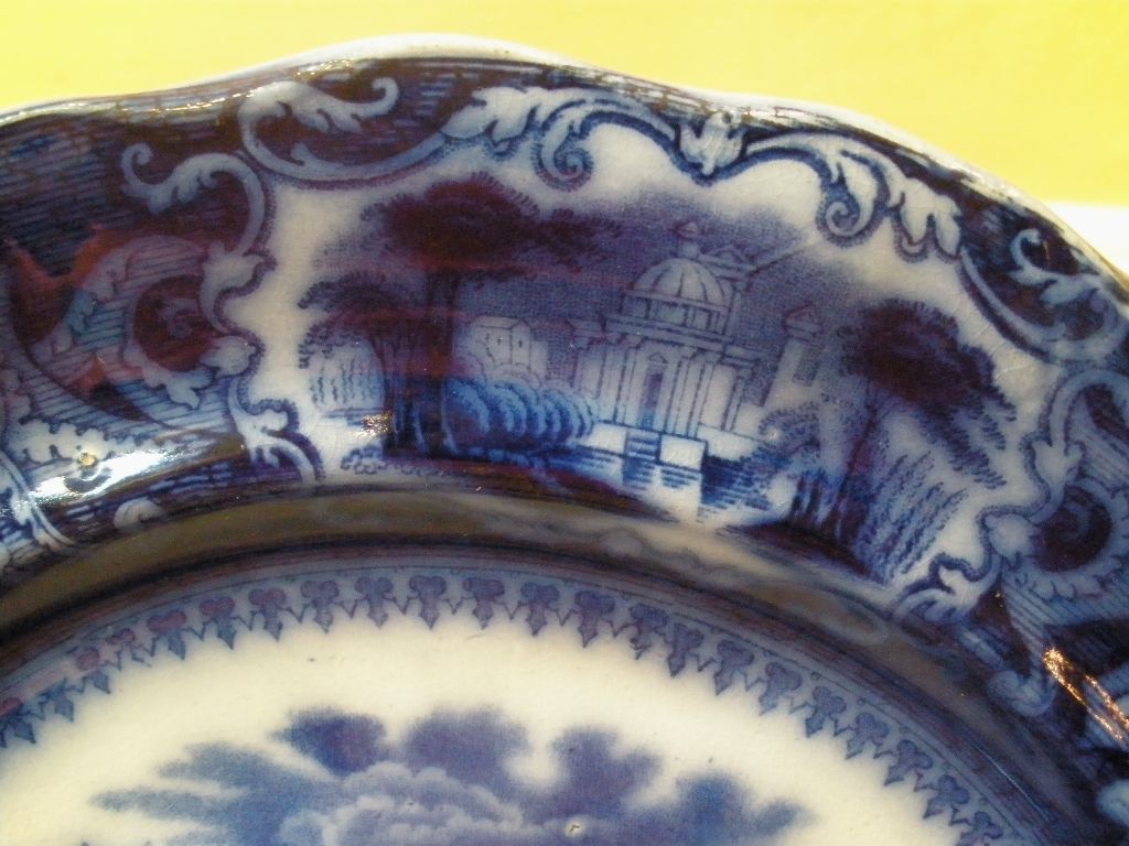 Antique Ironstone Flow Blue Plate, Sam Alcock & Co English C.1840.-FREE SHIPPING- Antique Ironstone Flow Blue Plate, Sam Alcock & Co English C.1840.-FREE SHIPPING-