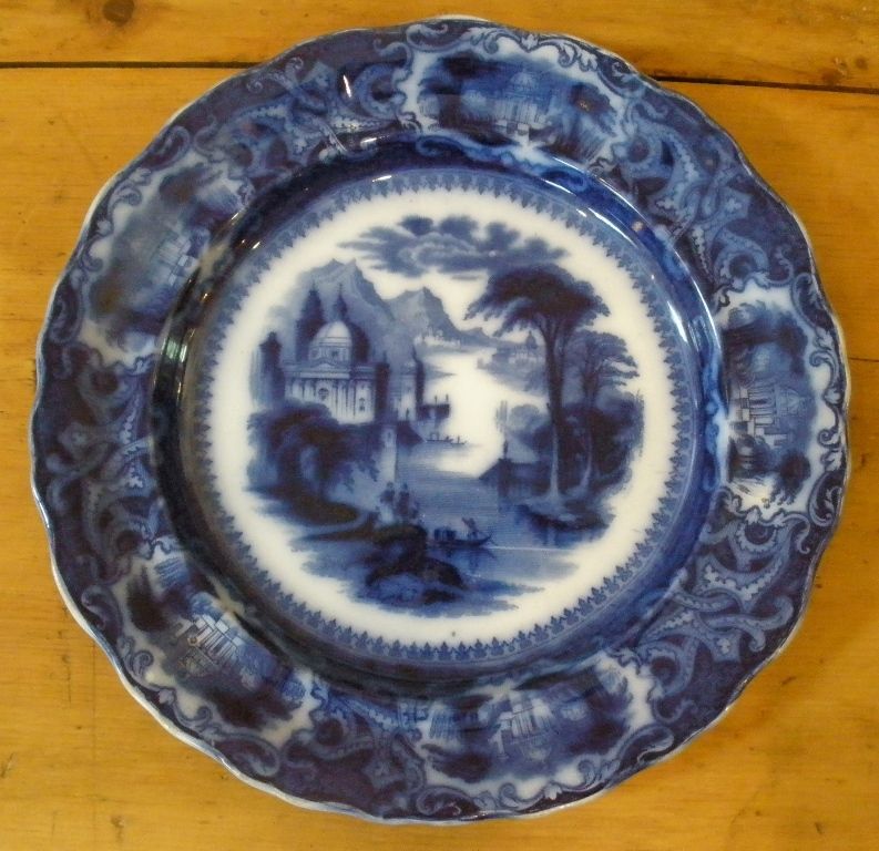 Antique Ironstone Flow Blue Plate, Sam Alcock & Co English C.1840.-FREE SHIPPING- Antique Ironstone Flow Blue Plate, Sam Alcock & Co English C.1840.-FREE SHIPPING-