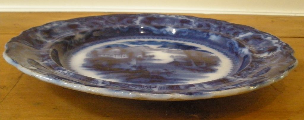 Antique Ironstone Flow Blue Plate, Sam Alcock & Co English C.1840.-FREE SHIPPING- Antique Ironstone Flow Blue Plate, Sam Alcock & Co English C.1840.-FREE SHIPPING-