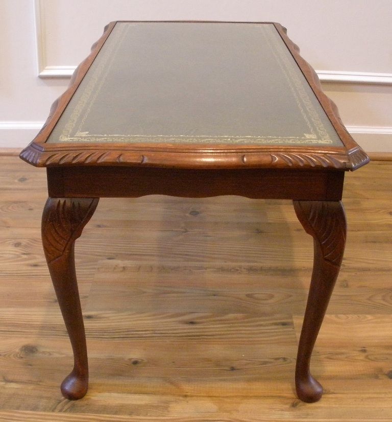 Vintage English Mahogany Leather & glass Top Coffee Table Vintage English Mahogany Leather & glass Top Coffee Table