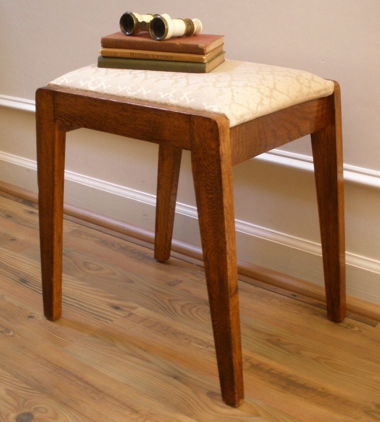 Antique English Oak Small Upholstered Vanity Stool. FREE SHIPPING!* Antique English Oak Small Upholstered Vanity Stool. FREE SHIPPING!*