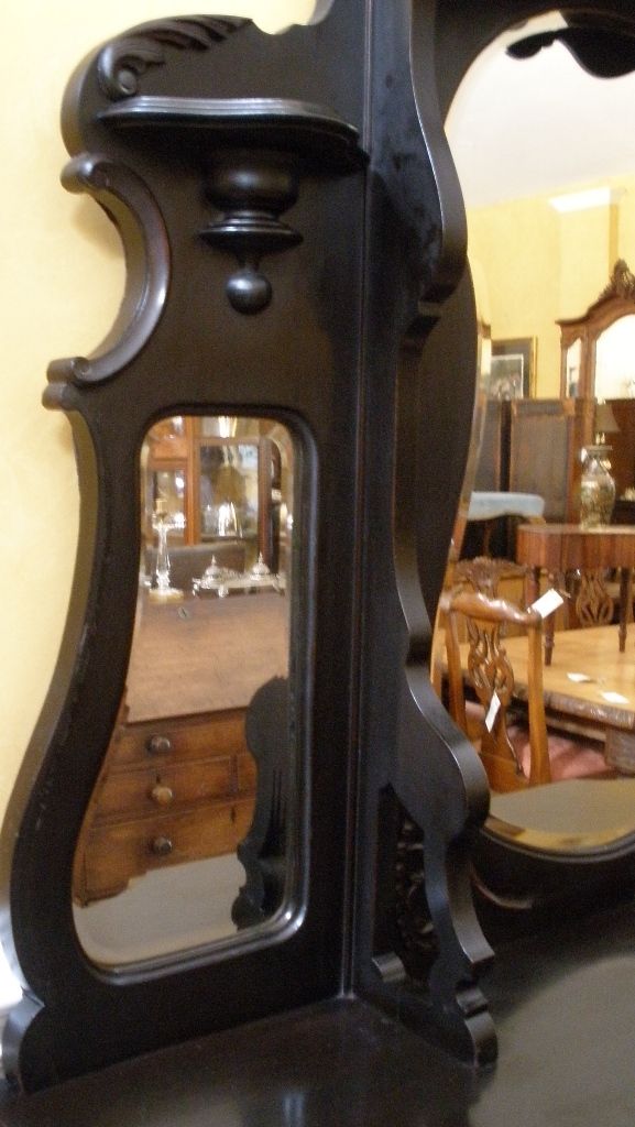 Antique English Ebonized Mahogany Carved Mirrored Etagere. FREE SHIPPING!* Antique English Ebonized Mahogany Carved Mirrored Etagere. FREE SHIPPING!*