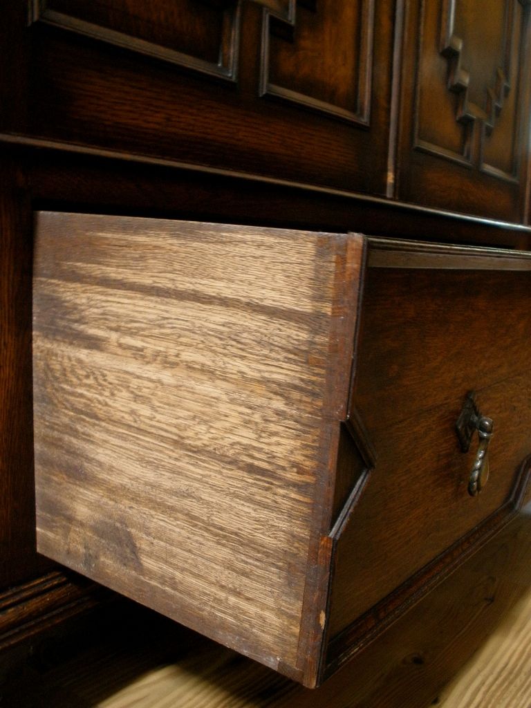 Antique English Carved Oak Jacobean Style Wardrobe Armoire. Antique English Carved Oak Jacobean Style Wardrobe Armoire.