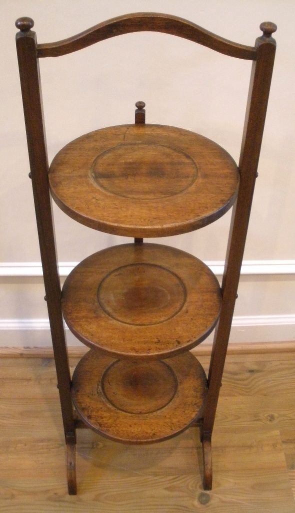 Antique English Mahogany Three Tier Cake Stand. - FREE SHIPPING - Antique English Mahogany Three Tier Cake Stand. - FREE SHIPPING -