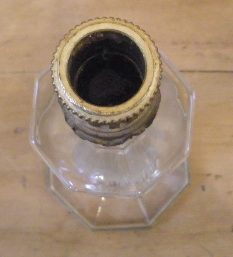 Antique Glass with Gilded Brass Candlestick.-FREE SHIPPING- Antique Glass with Gilded Brass Candlestick.-FREE SHIPPING-