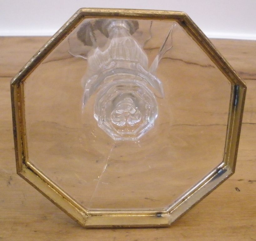 Antique Glass with Gilded Brass Candlestick.-FREE SHIPPING- Antique Glass with Gilded Brass Candlestick.-FREE SHIPPING-