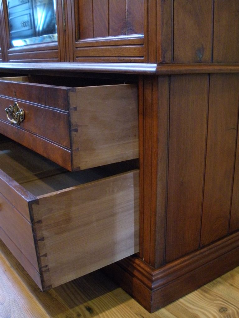 Antique English Carved Walnut Mirrored Wardrobe, Armoire. Antique English Carved Walnut Mirrored Wardrobe, Armoire.