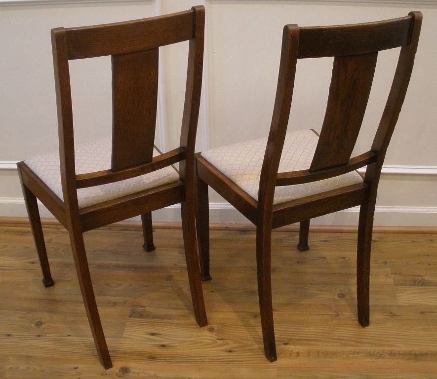 Pair of Antique Dining Chairs, English Oak Art Nouveau. Pair of Antique Dining Chairs, English Oak Art Nouveau.