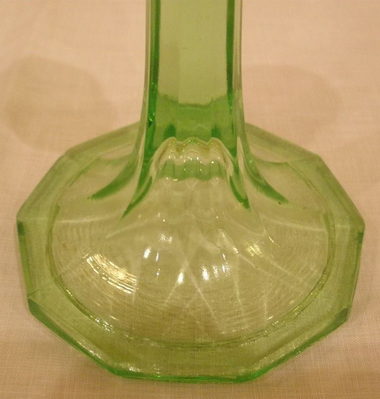Vintage Green Glass English Art Deco Candle Stick. Vintage Green Glass English Art Deco Candle Stick.