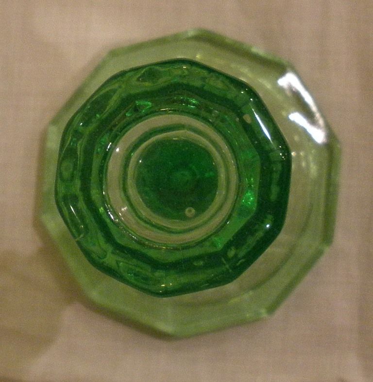 Vintage Green Glass English Art Deco Candle Stick. Vintage Green Glass English Art Deco Candle Stick.