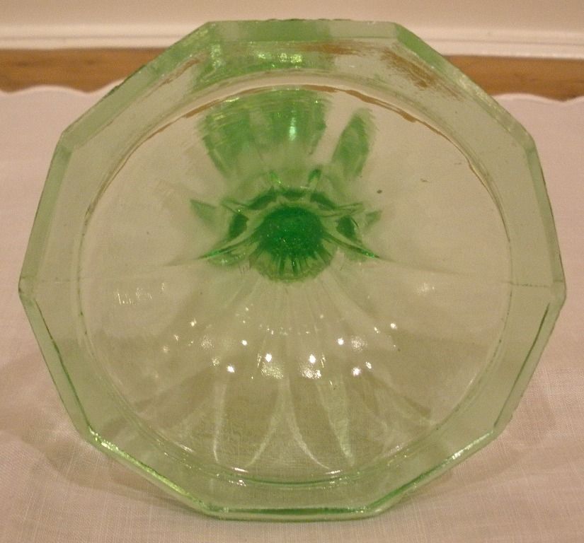 Vintage Green Glass English Art Deco Candle Stick. Vintage Green Glass English Art Deco Candle Stick.