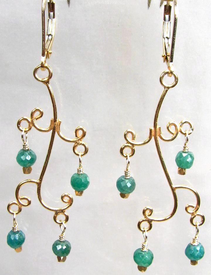 HELEN'S EMERALDS Earrings Emerald 24K GV Lightweight HELEN'S EMERALDS Earrings Emerald 24K GV Lightweight