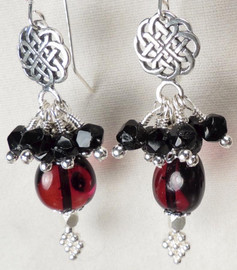 MORRIGAN Earrings Antique British Victorian Jet Cherry Amber Celtic Medieval Style MORRIGAN Earrings Antique British Victorian Jet Cherry Amber Celtic Medieval Style