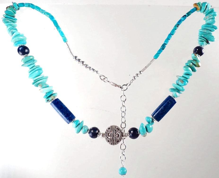 Dawa of the Skies Necklace Lapis Turquoise Silver Tibetan Style Dawa of the Skies Necklace Lapis Turquoise Silver Tibetan Style