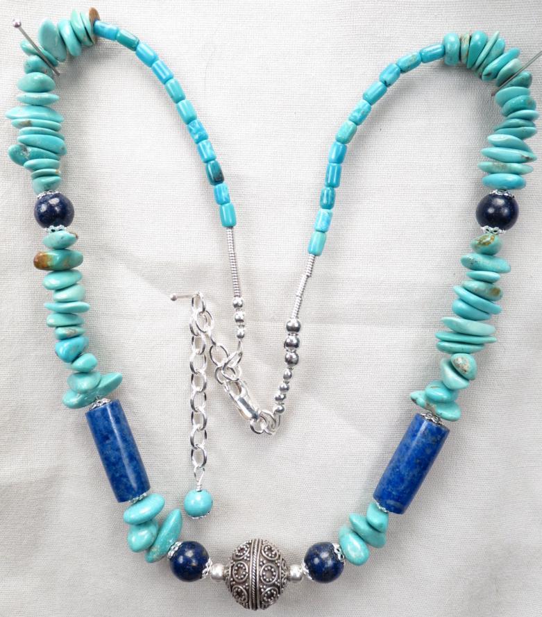 Dawa of the Skies Necklace Lapis Turquoise Silver Tibetan Style Dawa of the Skies Necklace Lapis Turquoise Silver Tibetan Style
