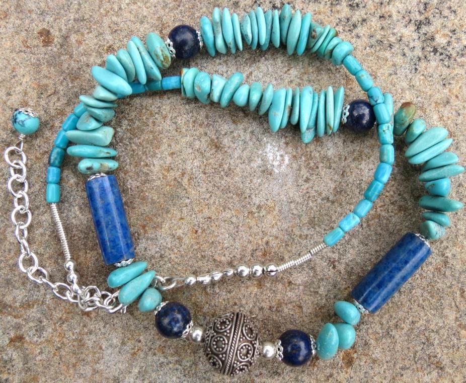 Dawa of the Skies Necklace Lapis Turquoise Silver Tibetan Style Dawa of the Skies Necklace Lapis Turquoise Silver Tibetan Style