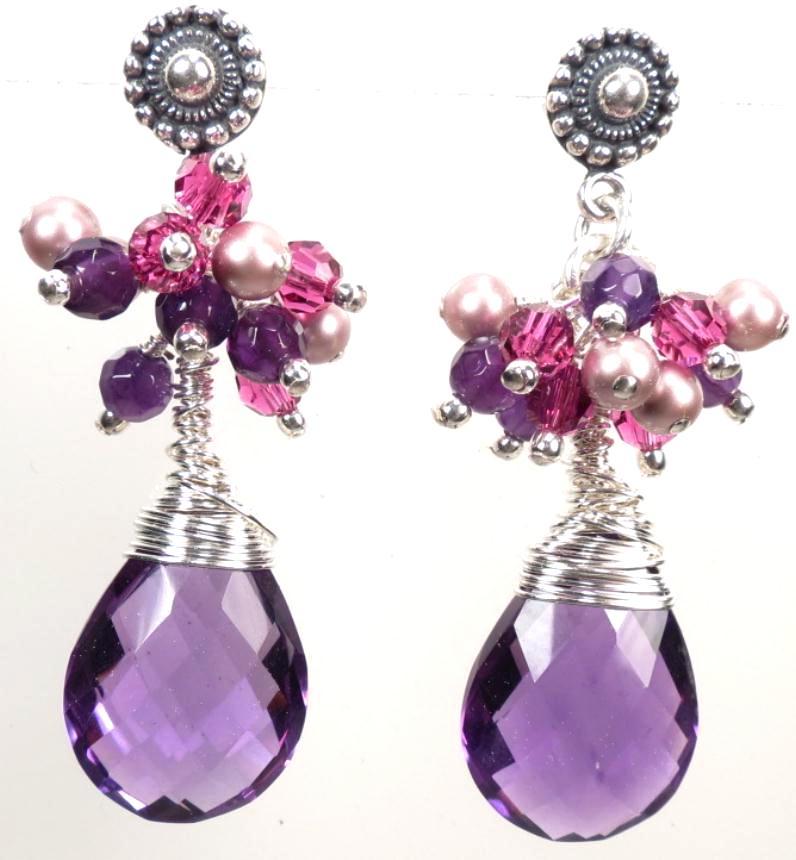 Anne Boleyn Wears Purple - Tudor Renaissance Style Earrings Amethyst Quartz Crystal Anne Boleyn Wears Purple - Tudor Renaissance Style Earrings Amethyst Quartz Crystal